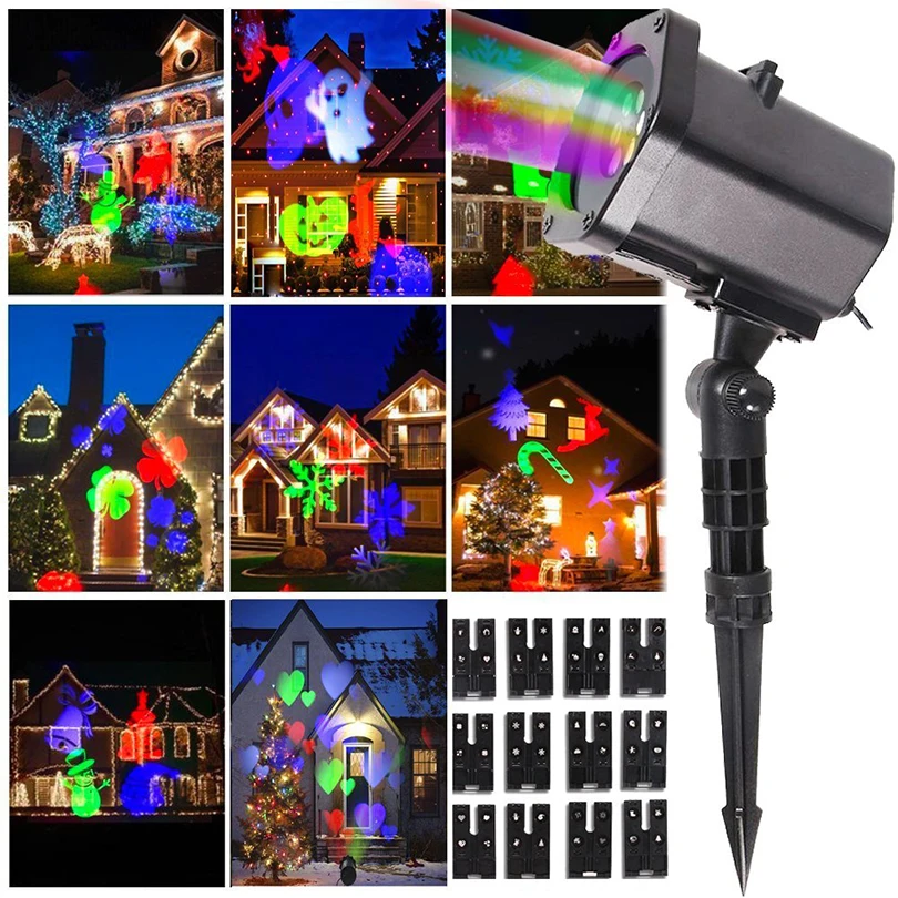 

Outdoor Christmas Laser Projector Light 12 Switchable Patterns Waterproof Landscape Projector lamp Halloween Patio Stage Light