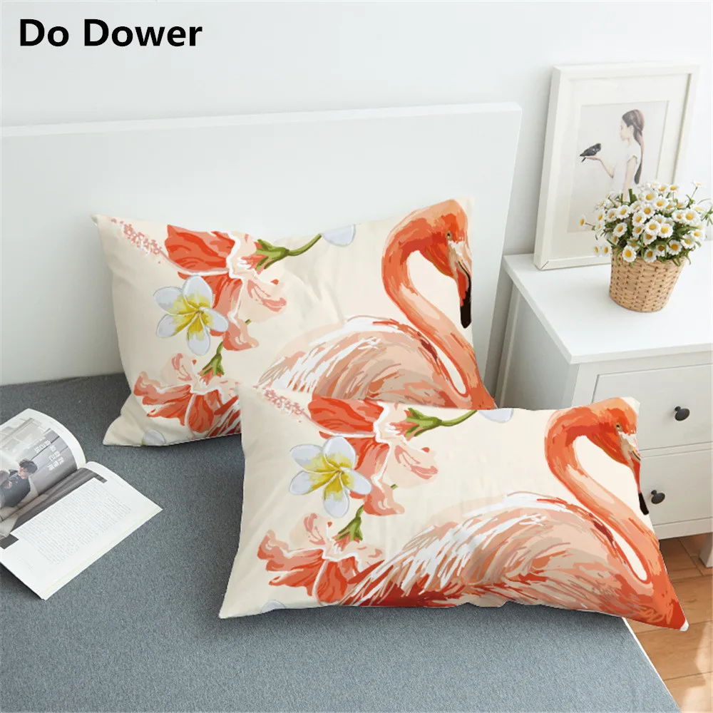 3D Flamingos Pillow Case Couple Lover Gift Pillow Throw Pillowcases
