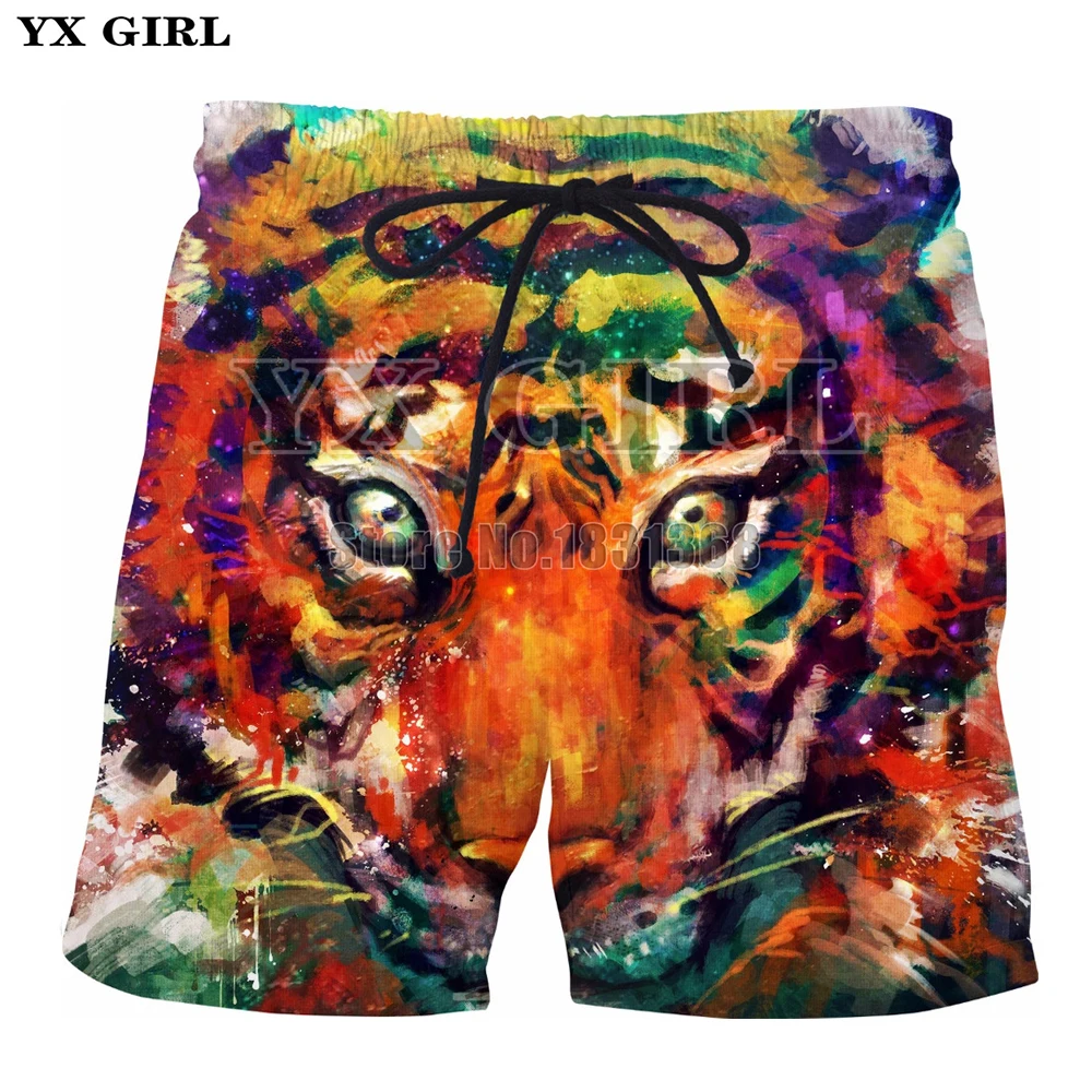 YX GIRL быстросохнущие пляжные шорты с леопардовым принтом для мужчин/женщин, модные шорты с 3D принтом аниме лошадь/тигр, S-5XL, Прямая поставка