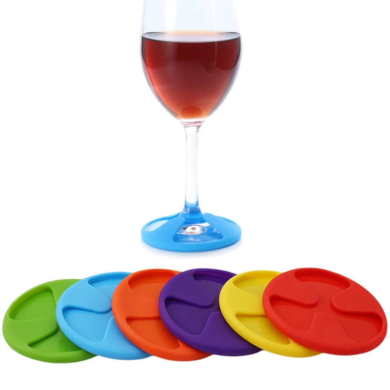 6Pcs/Set Silicone Wine Glass Cup Charm Mat 3 In 1 Wine Glass Charms
