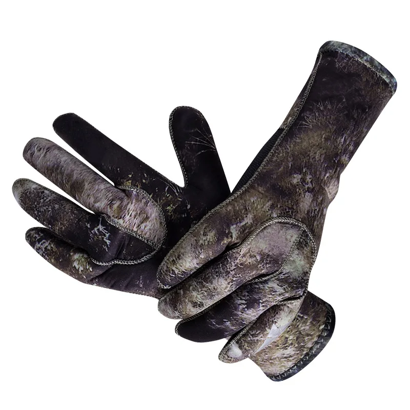 Sbart 3 мм неопреновые перчатки для дайвинга и Сноркелинга, зимние теплые перчатки для плавания, оборудование для подводного плавания, камуфляжные перчатки с защитой от царапин и длинных пальцев на запястье - Цвет: Camo