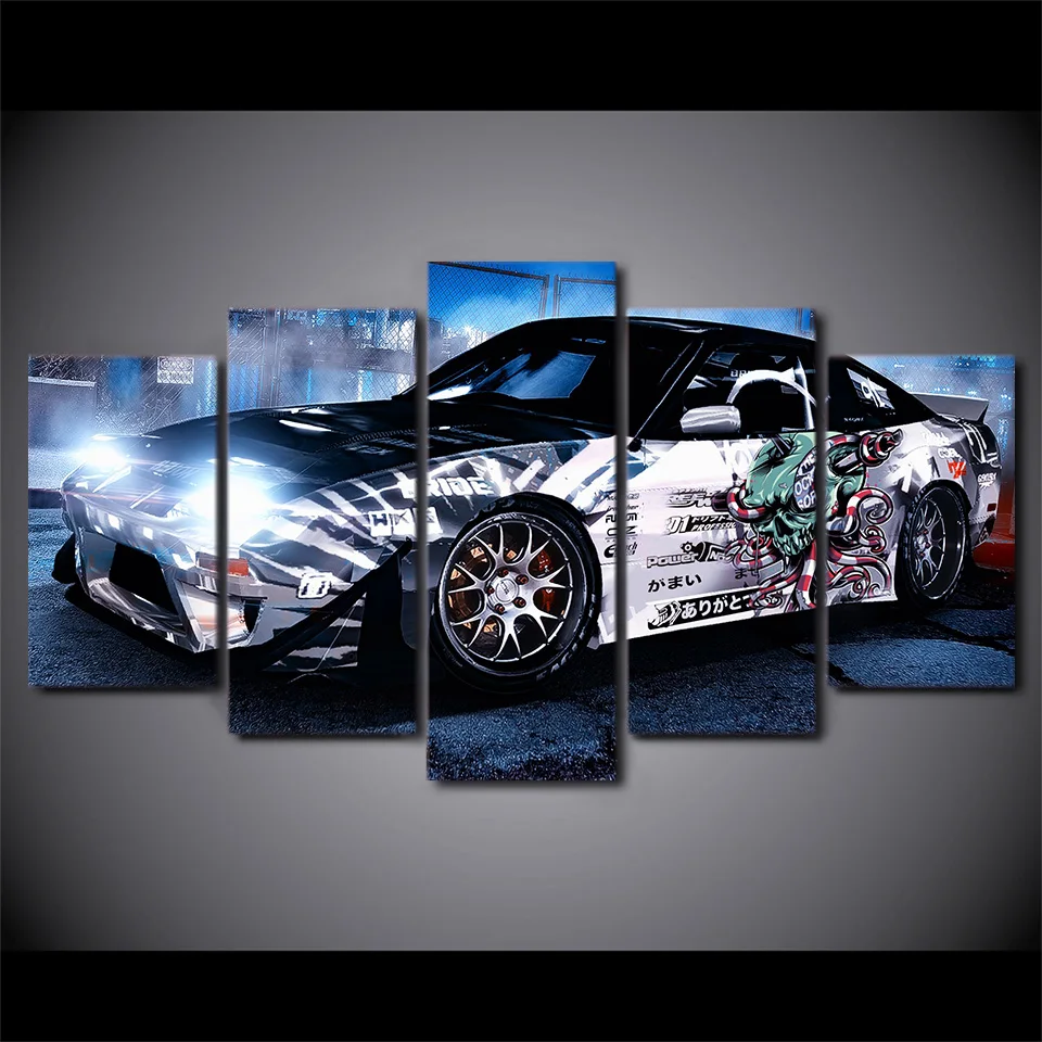 5 Pieces Canvas Painting graffiti sports car Poster HD Print wall art