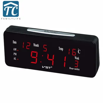 

Desk Clocks LED Calendar Large Display Modern Plastic Table Clock Digital LED Wall Clock Glowing Digital Luminous Clock
