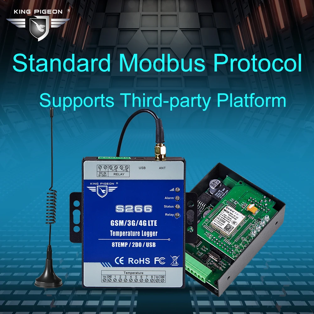 3g 4G Сотовая связь Температура регистратор данных, SMS iiot RTU модуль поддерживает 8 Temp входы S266