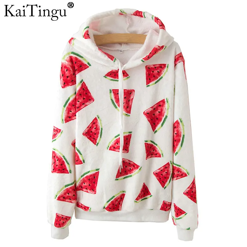 KaiTingu Harajuku Kawaii милые толстовки Толстовка для женщин на осень зиму арбуз печати