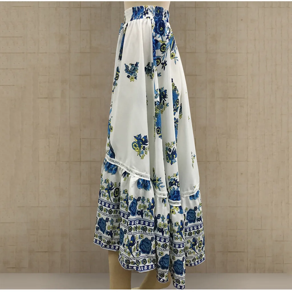 Женская юбка юбки jupe женские юбки mujer moda длинные богемные цыганские Бохо цветы эластичный Цветочный Пояс юбка с принтом Z4
