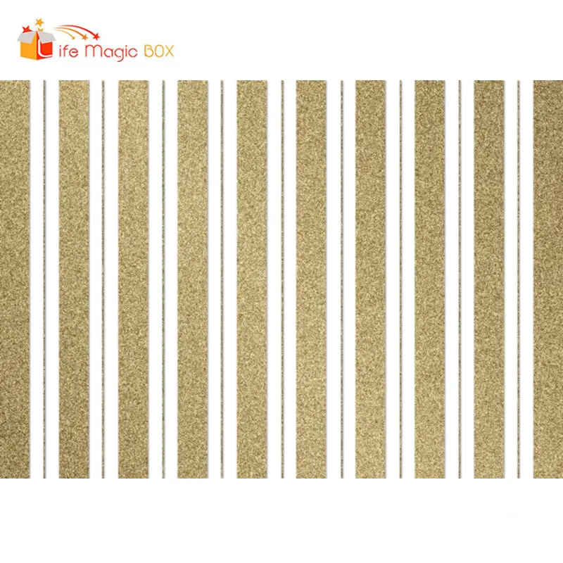 

LIFE MAGIC BOX Custom Photocall Backdrops Golden Color Strips Birthday Wedding Photography Backgrounds