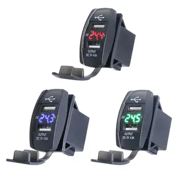 

Waterproof 12V 12V Auto Boat Dual USB Port Car Charger LED Voltmeter Mobile Phone Charging Adapter for iphone GPS Tablet