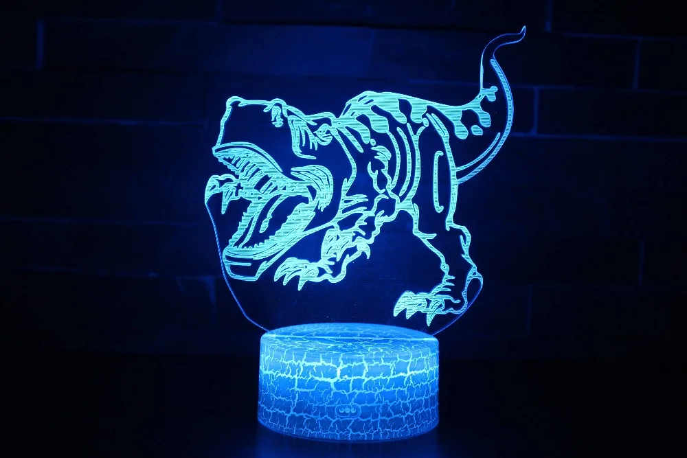 3D LED ночные огни динозавров 7 цветов Сменные голограмма атмосферу Новинка Настольная лампа для украшения дома визуальную иллюзию подарок