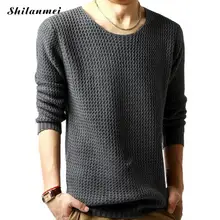 Однотонный пуловер и свитер для мужчин с длинными рукавами и круглым вырезом мужские Свитера Шерсть Повседневная модная брендовая одежда трикотаж Pull Homme