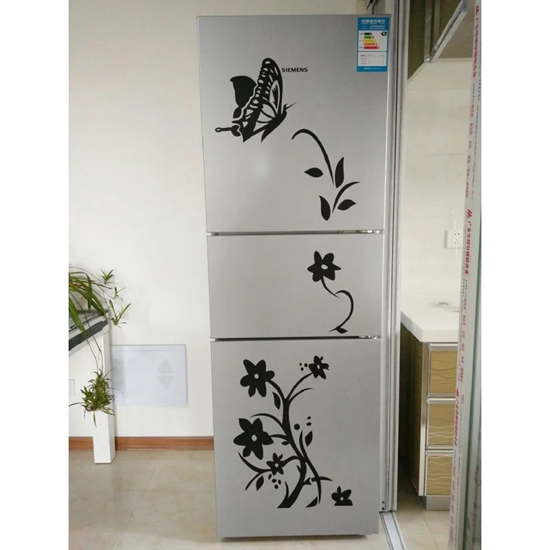 Wall stickers Creative Refrigerator Black Sticker Butterfly Pattern Wall Stickers Home Decoration Kitchen Wall Art Mural Decor