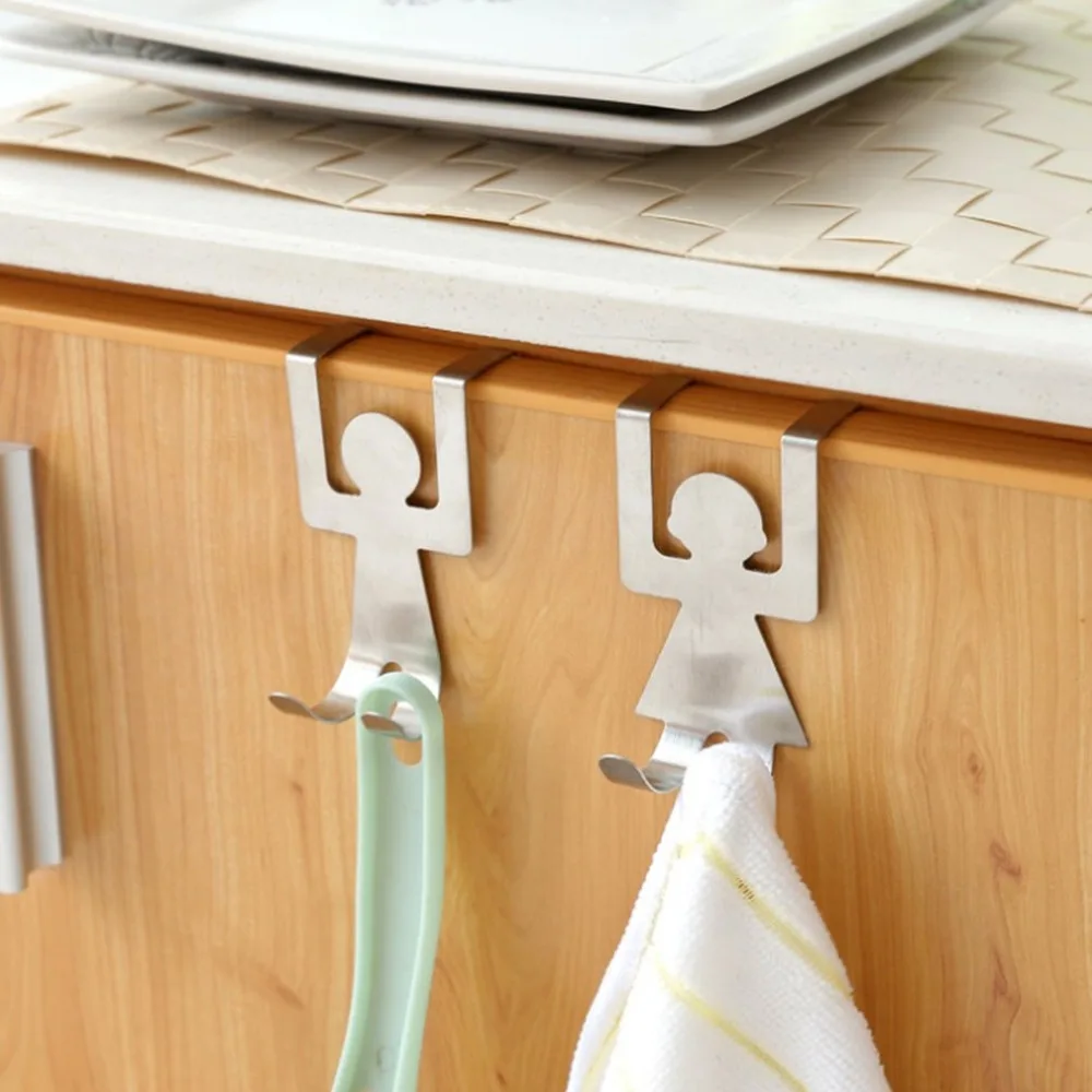 

Stainless Steel Cartoon Character Shaped Back Door Hooks Clothes Hat Hook Wall Hanger Clothes Storage Rack Tool