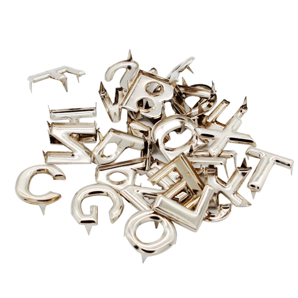 72Pcs English Alphabet A-Z Metal Rivets Claw Studs for Bag Belt Leathercraft Rivets
