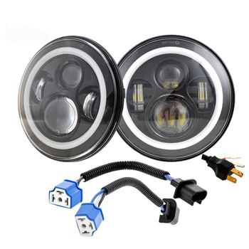 

Factory High Quanlity Round Led Headlight White Amber Halo Led 45w 7 Inch Sealed Beam Head Light For Jeep Wrangler JK