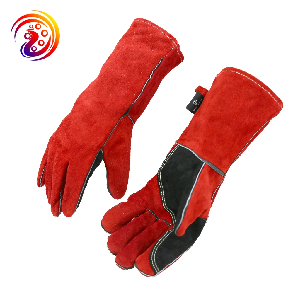 Buy Red Women Welding Gloves Leather with Palm Cow