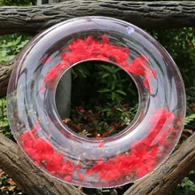 Надувной круг для плавания из перьев чистая красная Новинка Прозрачный Детский круг для плавания ПВХ игрушки для воды