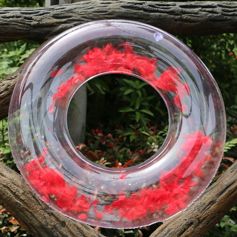 

Spot Wholesale Inflatable Feather Swimming Circle 2019 Net Red New Transparent Children Swimming Circle PVC Water Toys