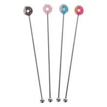 Форма пончика нержавеющая сталь Swizzle Stick круглая голова смешивания коктейльные мешалки для кофе вино бар аксессуары