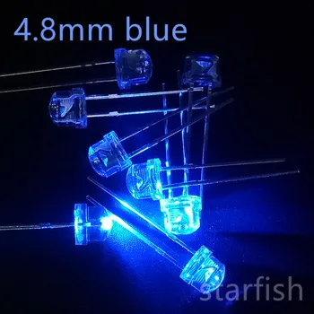 

Free shipping 100pcs 4.8mm strawhat blue Water Clear LED 5mm strawhat Blue High Brightness Transparent Light Emitting Short leg