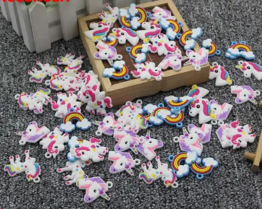 

Cartoon 20 pcs Unicorn PVC mixed DIY Charms Jewelry Making pendant uu-1
