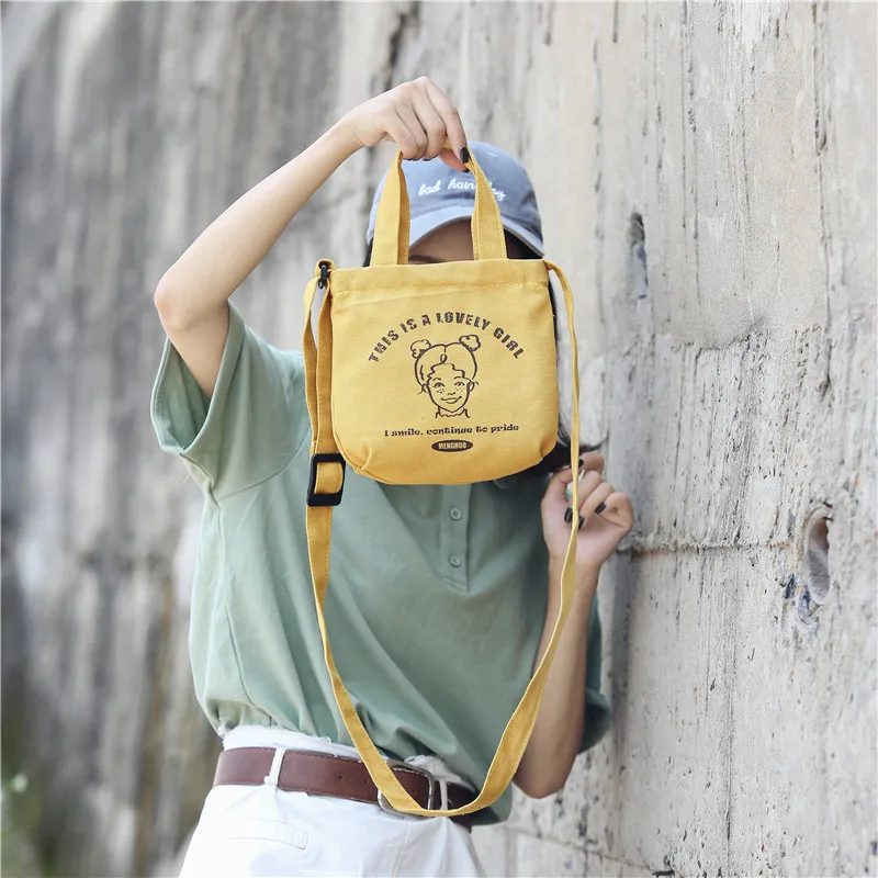 Menghuo 2018 New Canvas Casual Korean Shoulder Tote Bag Mini Single Messenger Crossbody Bags Women Bucket Female Bag Cute girlsG11A7262