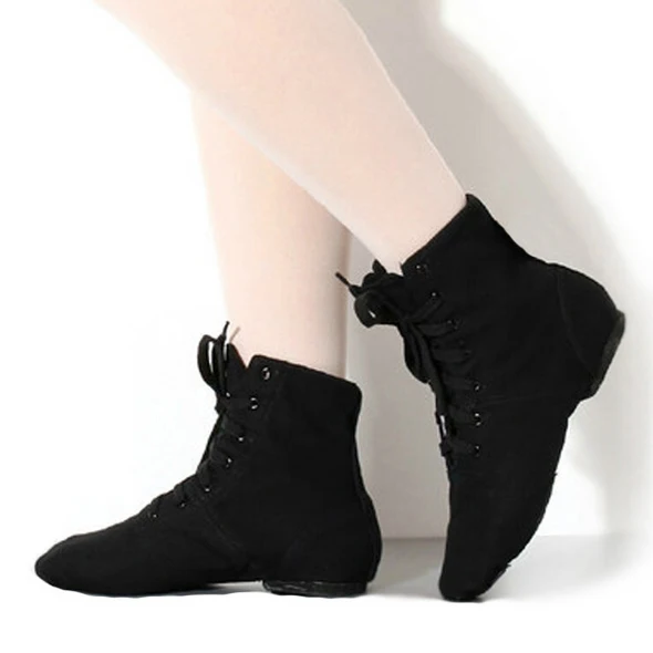 

Top Modern Canvas Jazz Ballet Dance Shoes Split Heels Soft Sole Black For Men Women DS002-5