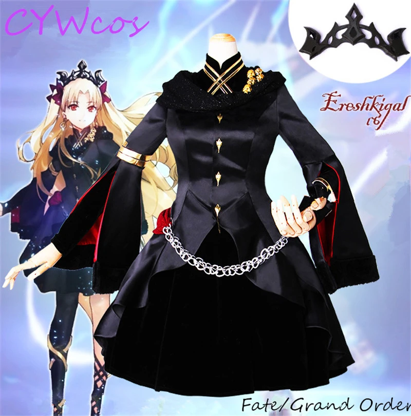 Fate/Grand Order FGO Cosplay Lancer Ereshkigal Косплей Костюм женское платье Хэллоуин черные костюмы +