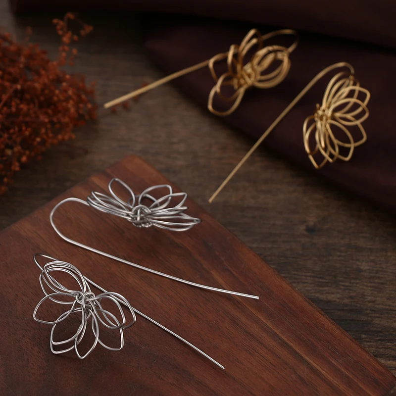 Yhpup Handmade Zinc Alloy Flower Romantic Drop Earrings Charms Elegant Fashion Earrings Boucles D'oreille Pour Les Femmes Party