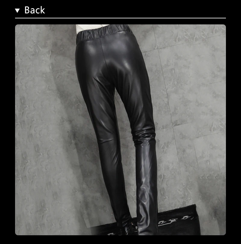 Женские черные длинные узкие брюки-карандаш из натуральной овечьей кожи, обтягивающие брюки с эластичной резинкой на талии, женские брюки LT2551
