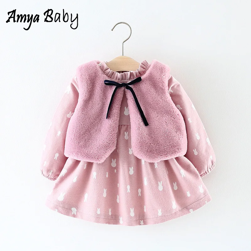 AmyaBaby Baby Girl Clothes 2019 Winter Fur Vest+Princess Dresses Clothes Sets Newborn Baby Girl Christmas Outfits Infant Clothes AmyaBaby Baby Girl Clothes 2019 Winter Fur Vest+Princess Dresses Clothes Sets Newborn Baby Girl Christmas Outfits Infant Clothes