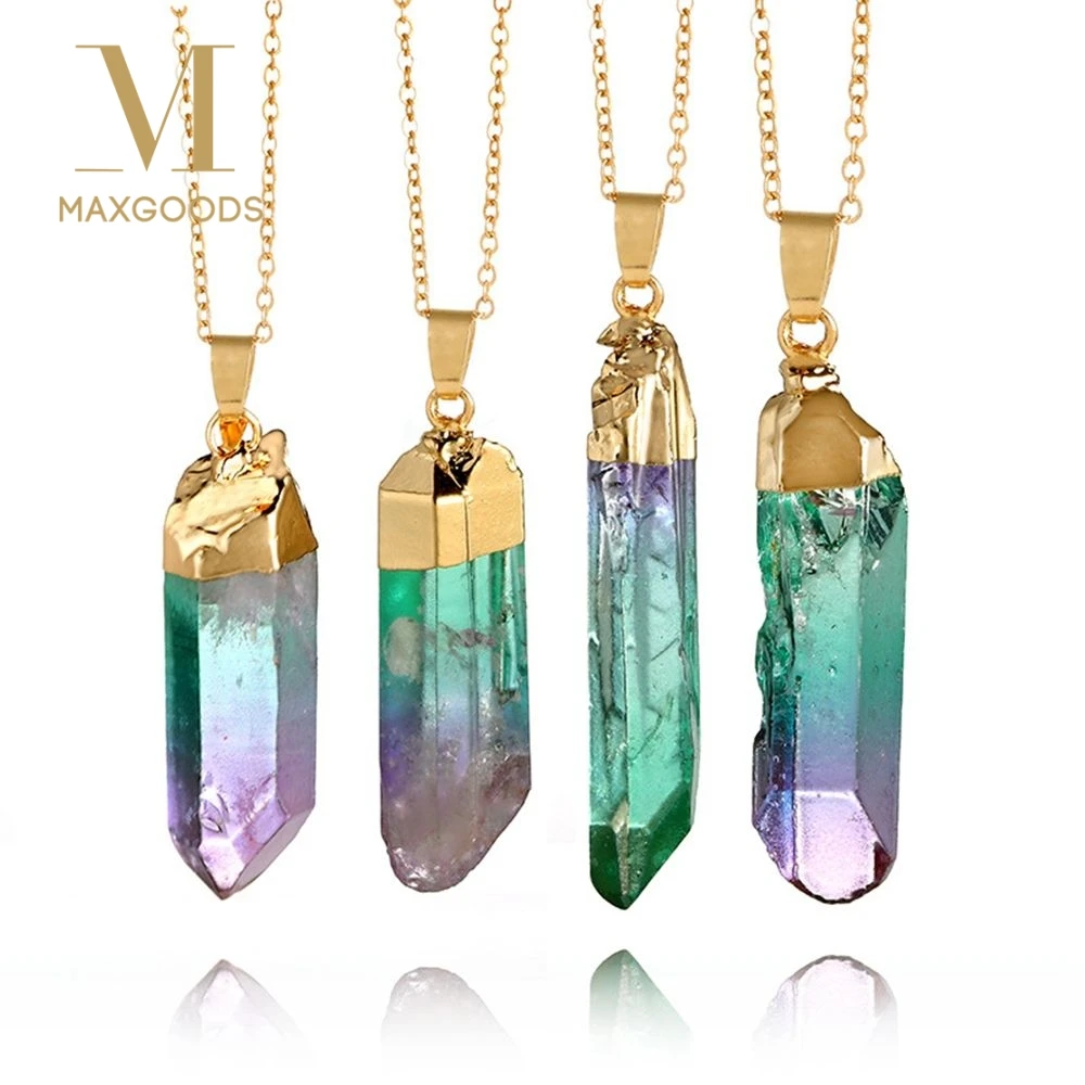 

1 Pcs Irregular Crystal Chakra Rock Necklace Colorful Natural Stone Point Chakra Healing Pendant Necklace For Women Jewelry