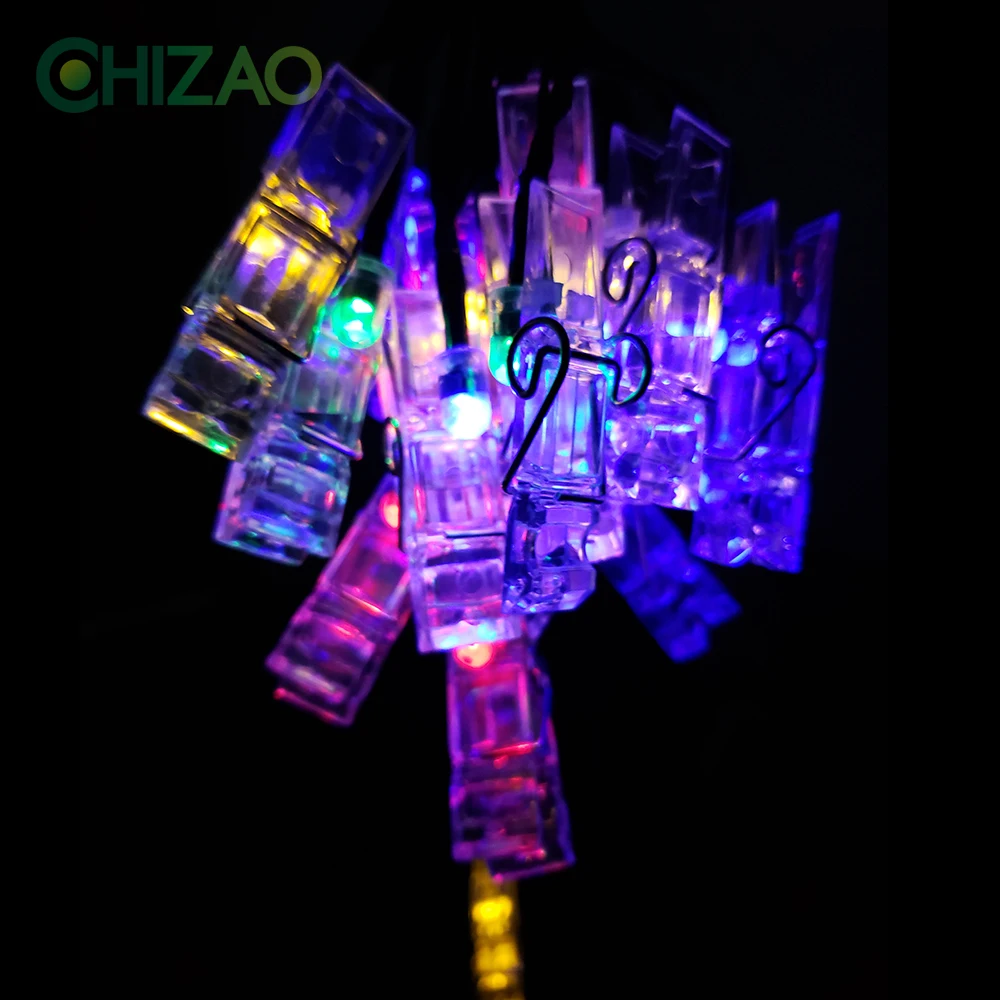 CHIZAO Photo Clip Holder Solar LED Colors String lights Battery Charging For Christmas Party Home Decoration Hanging Cards