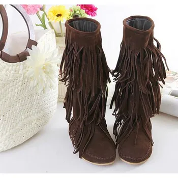

ZXRYXGS Brand Shoes Woman Boots Flat Tassel In-tube Boots 2019 Newest Elegant Fashion Boots Women Shoes Martin Boots Large Size