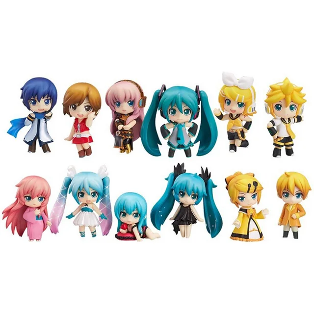 Special Offers 12pcs/set New Vocaloid HATSUNE MIKU Family Figures Rin Len Ruka Kaito Meiko Anime Figure Toys