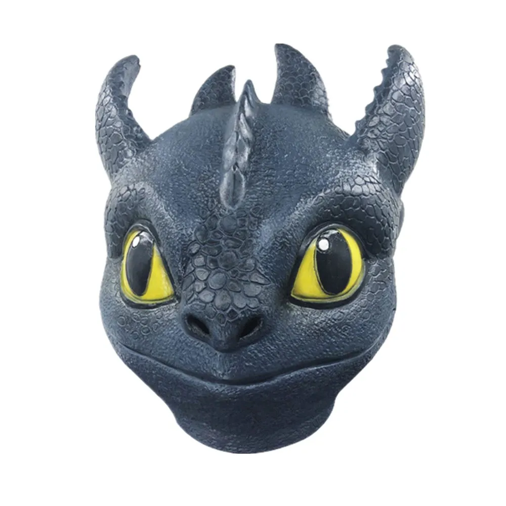 

How To Train Your Dragon 3 The Hidden World Toothless Cosplay Face Masks Full Head Latex Black Adult Helmet for Halloween