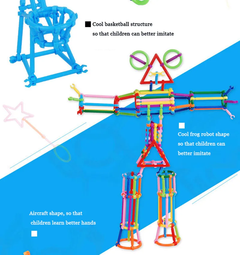 250 шт сборные строительные Пазлы DIY Smart Stick Пластиковые Пазлы воображение и творчество Развивающие игрушки для детей