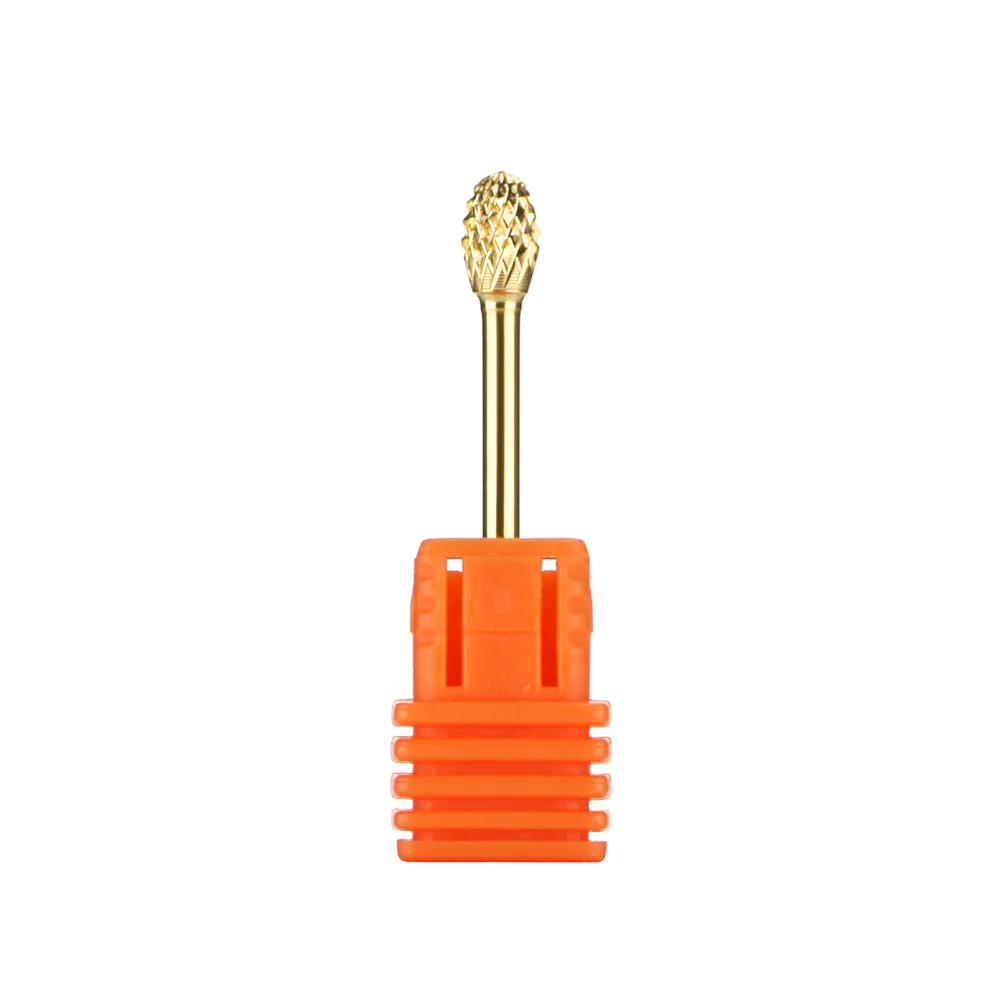 

Electric Cylinder Carbide File Drill Bit Golden Oval Shape Nail Art Tool #09