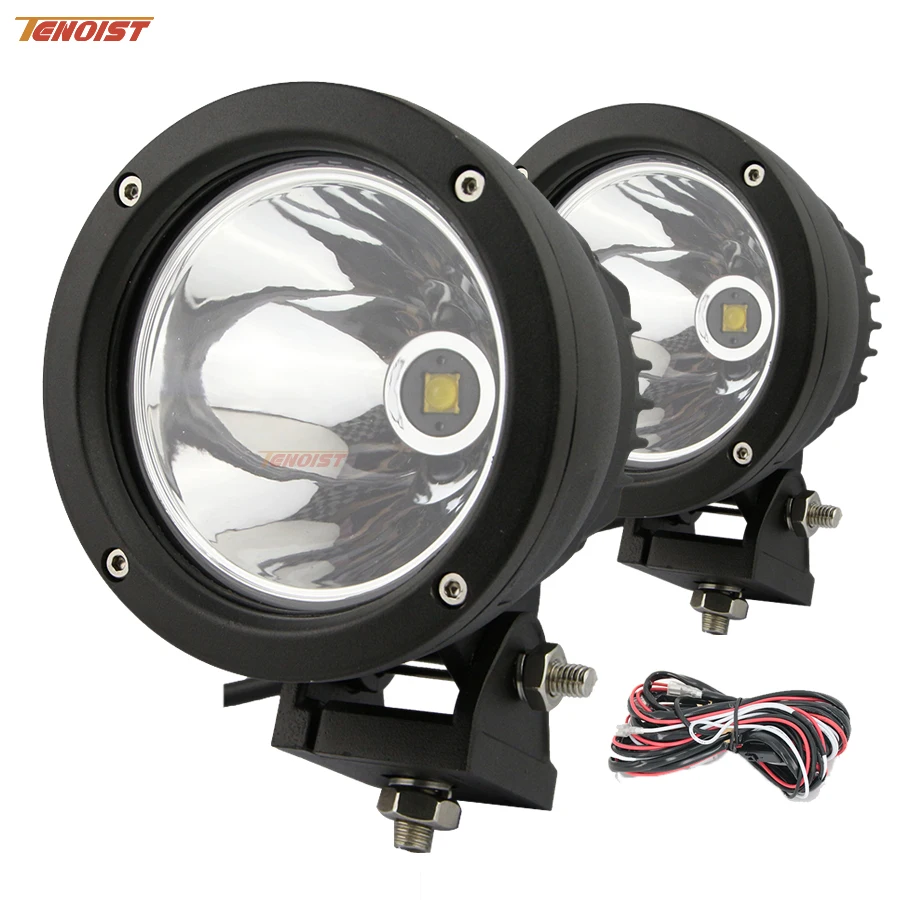 2PCS 5 Inch Round 25W LED Headlight A Pillar Bumper Light With One PCS Wire For