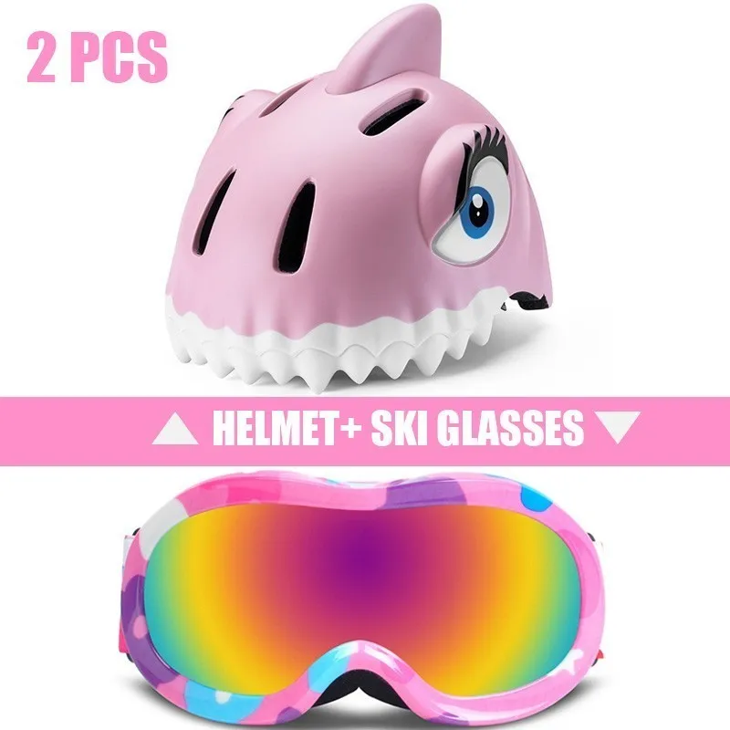 2 Pcs Ski Helmet Goggles Boys And Girls Snowboard Helmet Moto Snowmobile Skateboard Safety Helmet Mask Winter Skiing Goggles - Цвет: Color12