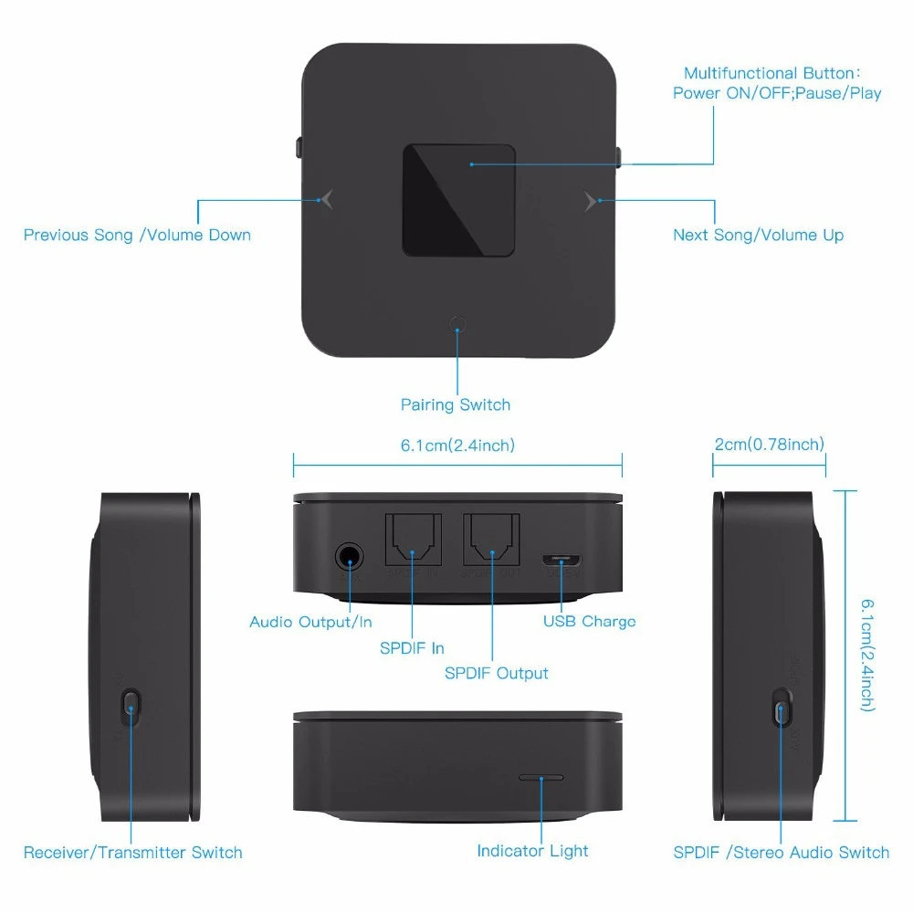  Bluetooth 50 CSR8670 Aptx baja latencia Aux 35mm RCA SPDIF óptico Toslink transmisor receptor inalá