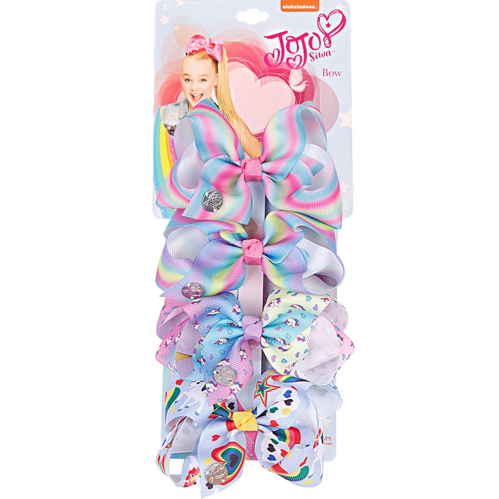 4 шт./лот банты JoJo Siwa бант Jojo 5 дюйма с единорогом и радужным узором красивые