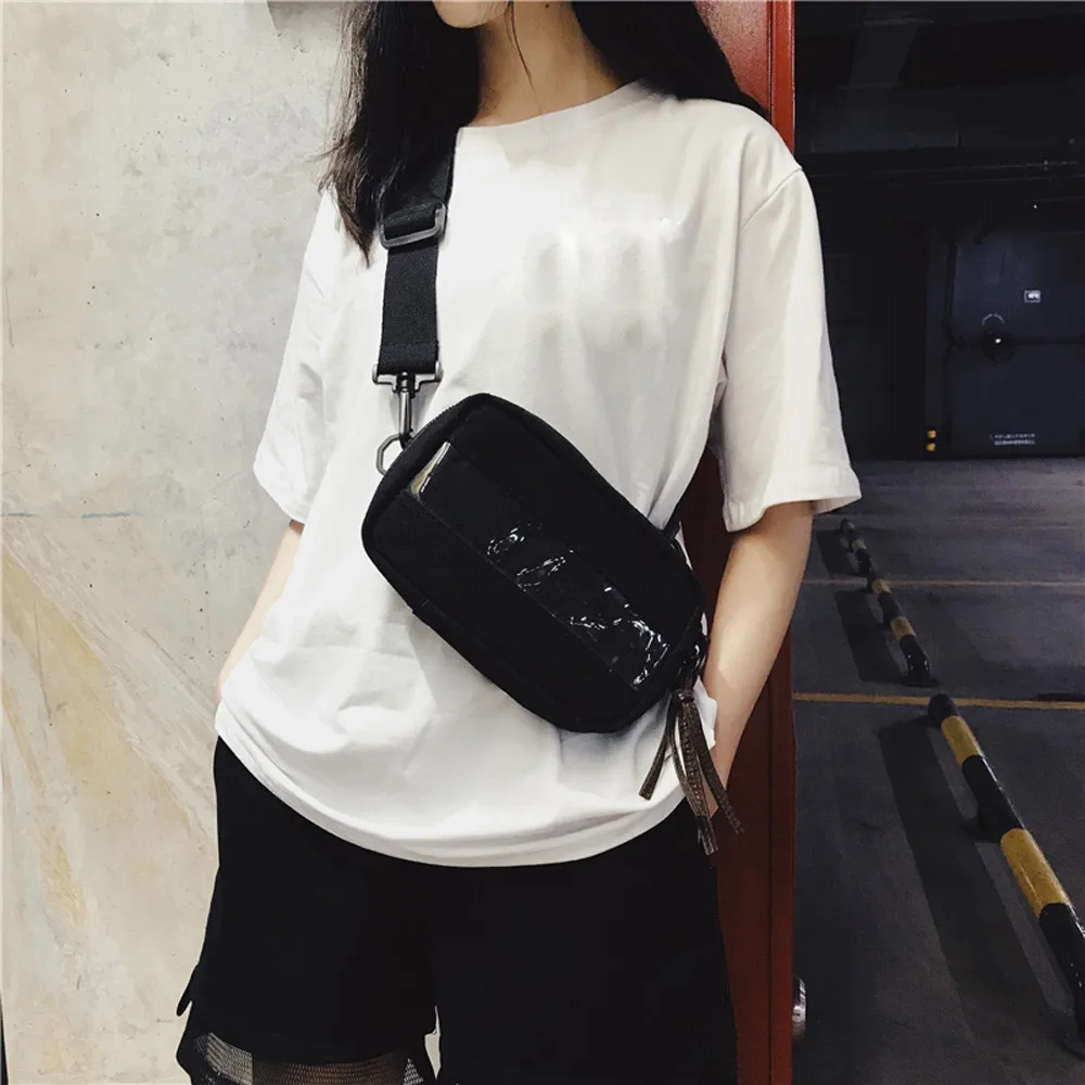 

Neutral Fashion Pure Color Canvas Messenger Shoulder Bag Chest Bag Handbag Organizer N21