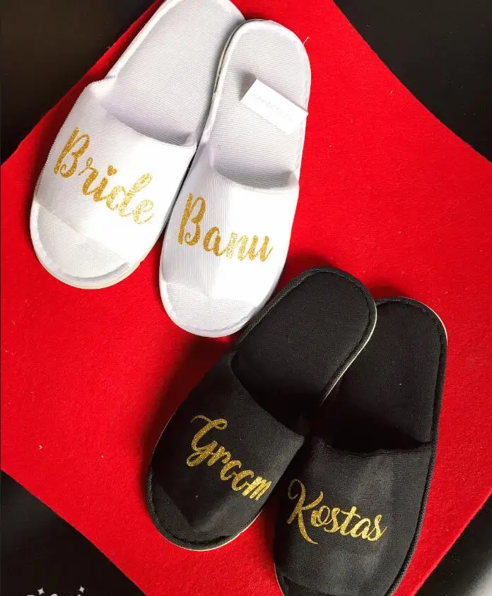 

personalized Wedding Slippers,wedding Bride&Bridesmaid name Slippers,Bridal Party Slippers, Bachelorette party favors gifts