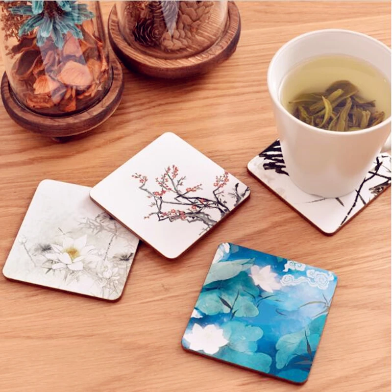 CFen 'ق 1 قطعة عالية الجودة الخشب الوقايات الجدول حصيرة حامل الكأس سادة الشاي القهوة شرب الوقايات مكان حصيرة 9*9 سنتيمتر