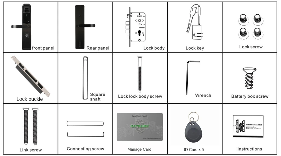 RAYKUBE электронный дверной замок с отпечатком пальца домашний Противоугонный замок проверка отпечатков пальцев интеллектуальный замок с паролем RFID R-FZ3