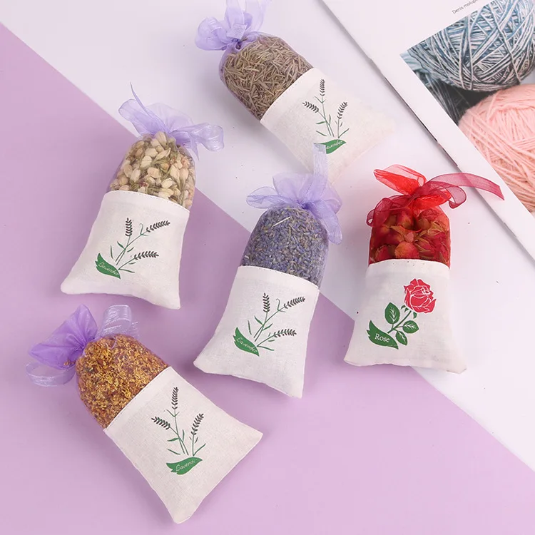 

Natural Rose flowers Jasmine Lavender Bud Dried Flower Sachet bag Aromatherapy wardrobe desiccant sachet car room Air Refreshing