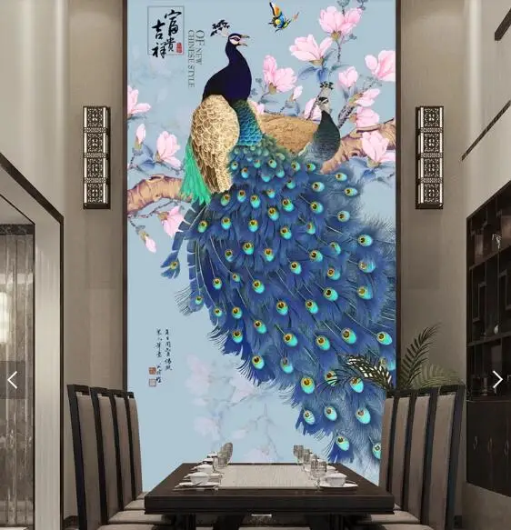 Beibehang Custom Size 3d Wallpaper Golden Magnolia Gold Peacock Chinese Style Bedroom Porch Background Wall Papers Home Decor Wallpapers Aliexpress