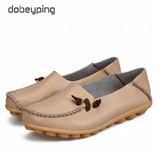 2017 New Women’s Casual Shoes Genuine Leather Woman Flats Soft Mother Loafers Female Driving Footwear Solid Boat Shoe Size 34-44