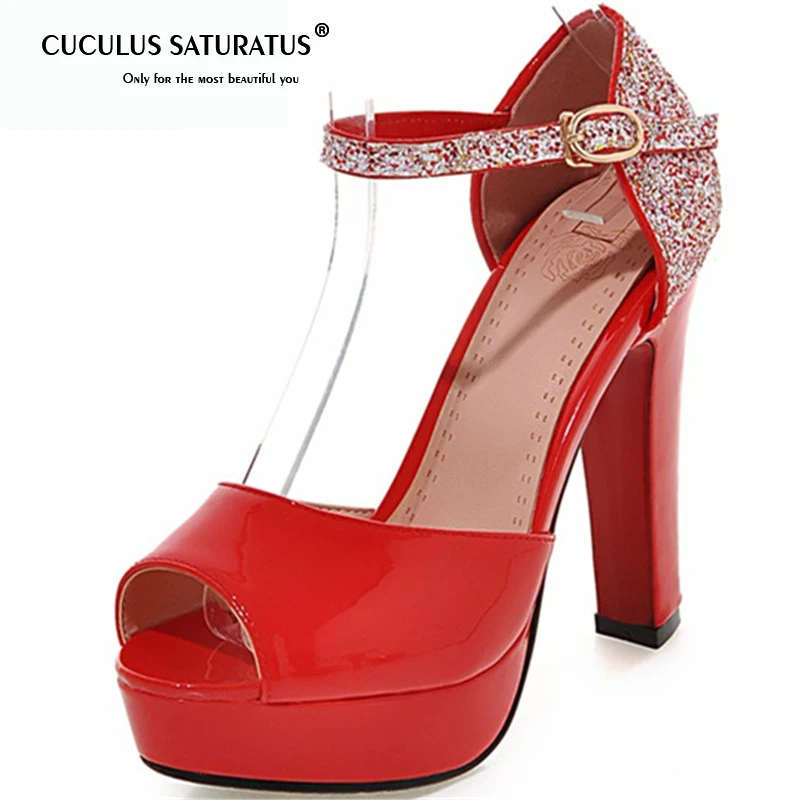 

Cuculus Summer hot sale women sandals high heels platform shoes simple elegant buckle fashion party shoes bing size 34-43 1335
