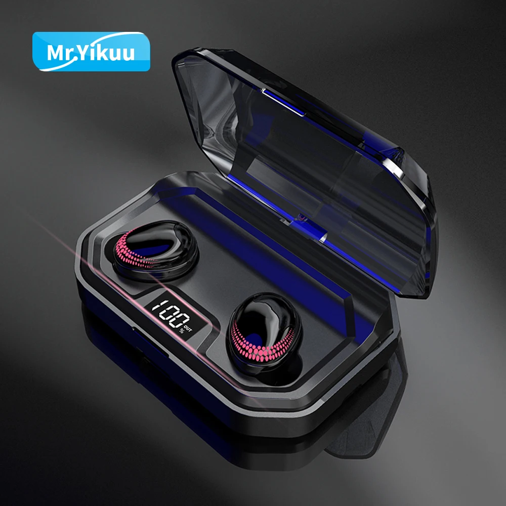 

Mr.Yikuu True Wireless Stereo Earphones Bluetooth 5.0 Headphone IPX 6 HIFI Sound Headphone with 3000 mAh Power Bank Charging box